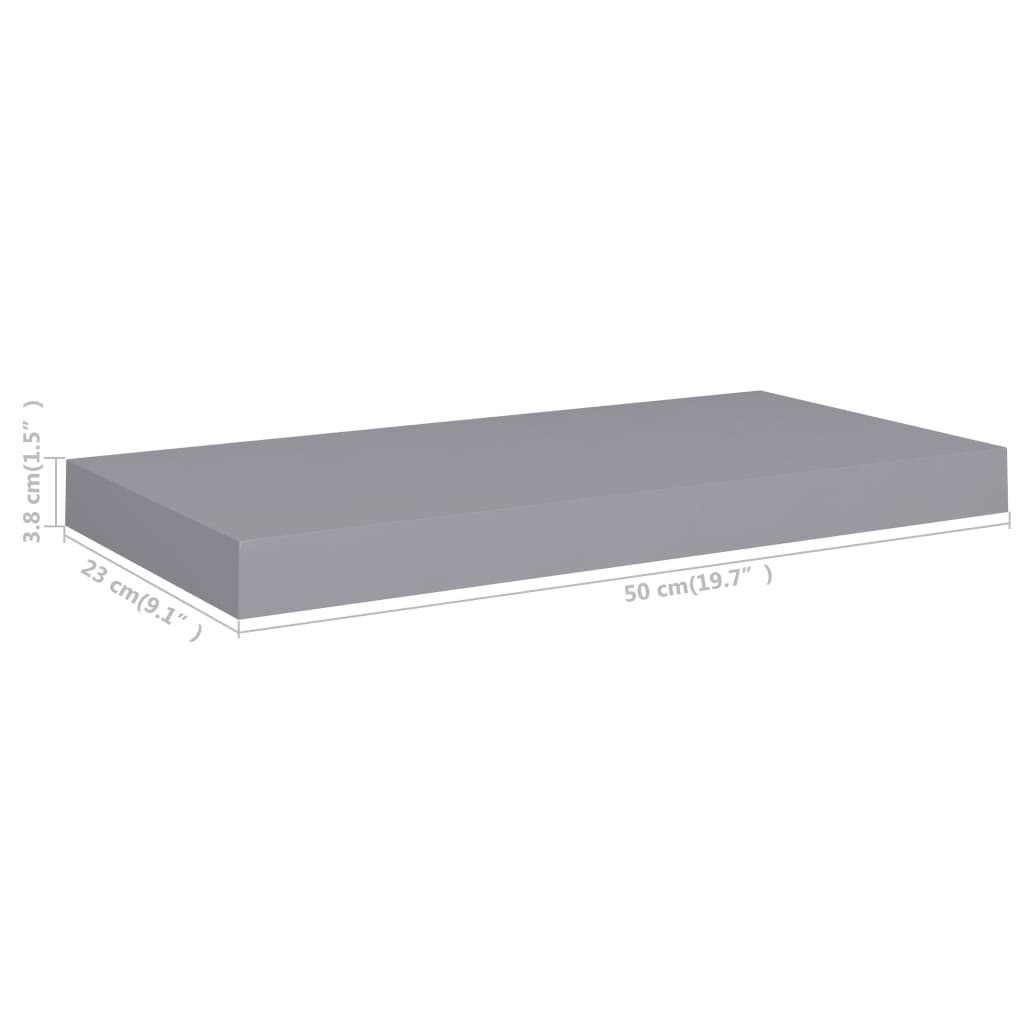 Boho Aesthetic vidaXL Floating Wall Shelf Gray 19.7"x9.1"x1.5" MDF | Biophilic Design Airbnb Decor Furniture 