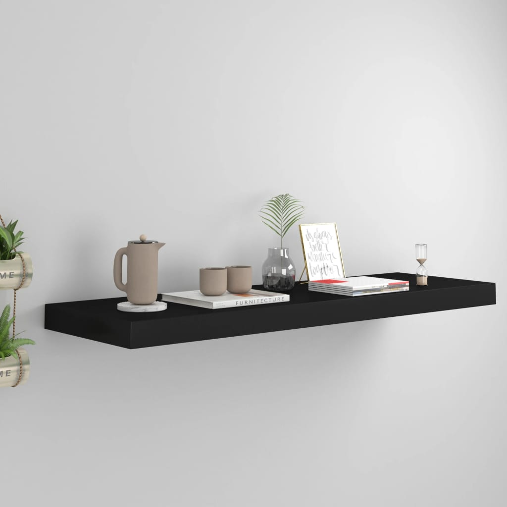 Boho Aesthetic vidaXL Floating Wall Shelf Black 31.5"x9.3"x1.5" MDF | Biophilic Design Airbnb Decor Furniture 