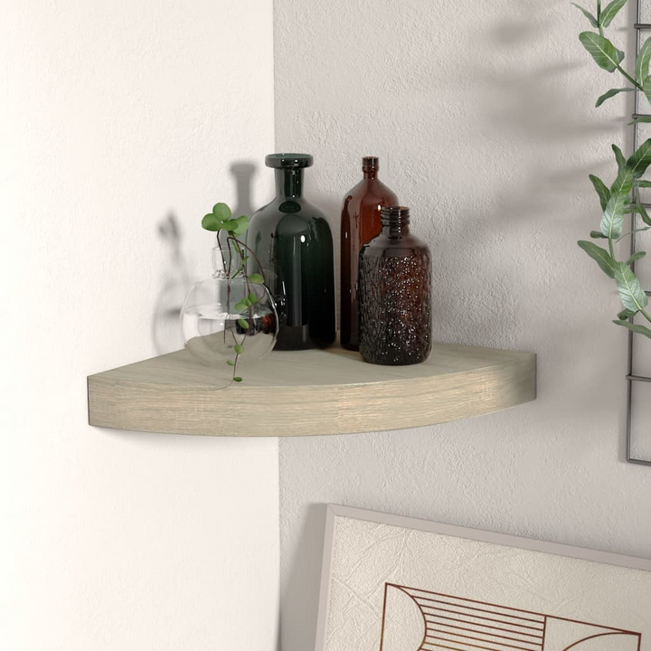 Boho Aesthetic vidaXL Floating Corner Shelf Oak 9.8"x9.8"x1.5" MDF | Biophilic Design Airbnb Decor Furniture 