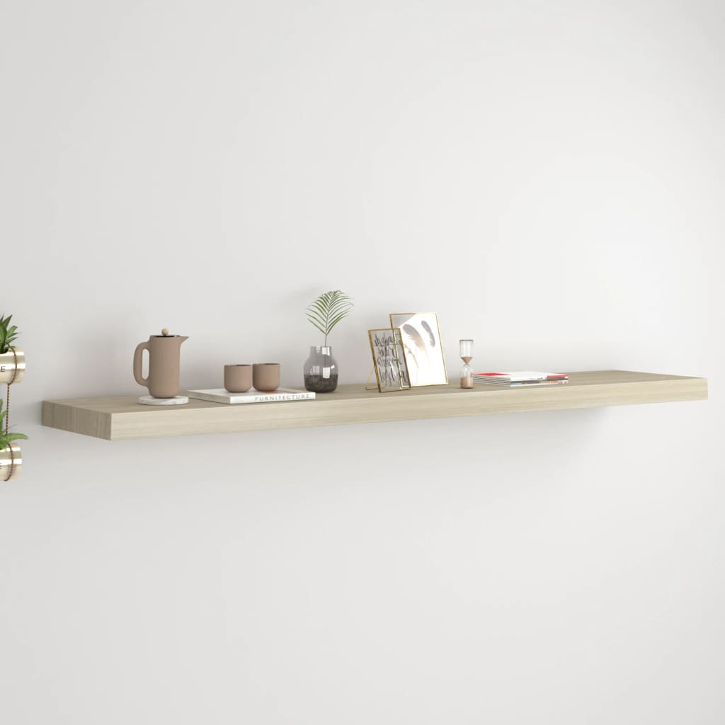 Boho Aesthetic vidaXL Floating Wall Shelf Oak 47.2"x9.3"x1.5" MDF | Biophilic Design Airbnb Decor Furniture 