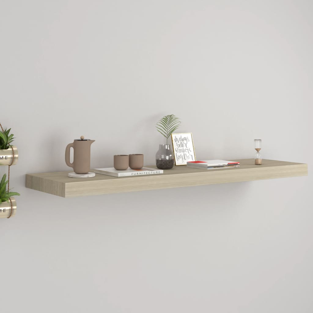 Boho Aesthetic vidaXL Floating Wall Shelf Oak 35.4"x9.3"x1.5" MDF | Biophilic Design Airbnb Decor Furniture 