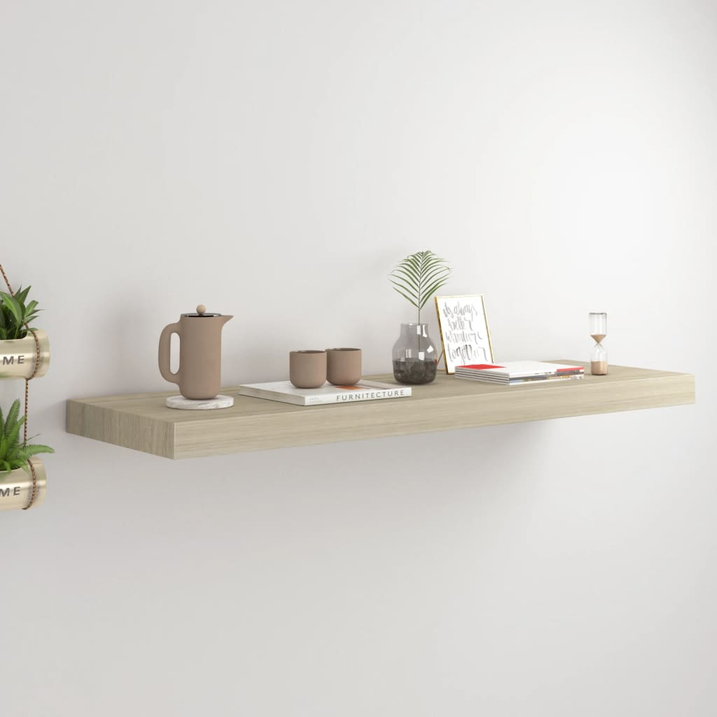 Boho Aesthetic vidaXL Floating Wall Shelf Oak 31.5"x9.3"x1.5" MDF | Biophilic Design Airbnb Decor Furniture 