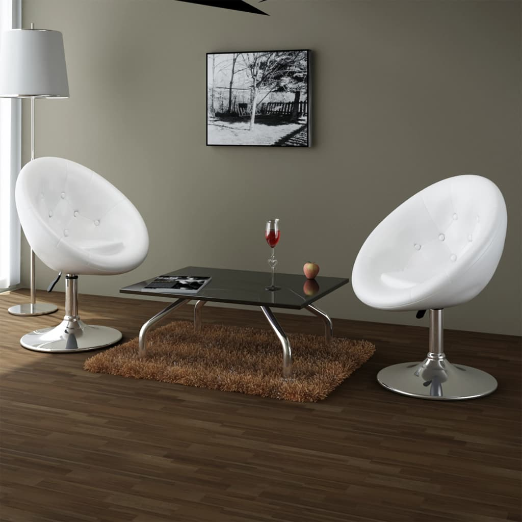 Boho Aesthetic vidaXL Bar Stools 2 pcs White Faux Leather | Biophilic Design Airbnb Decor Furniture 