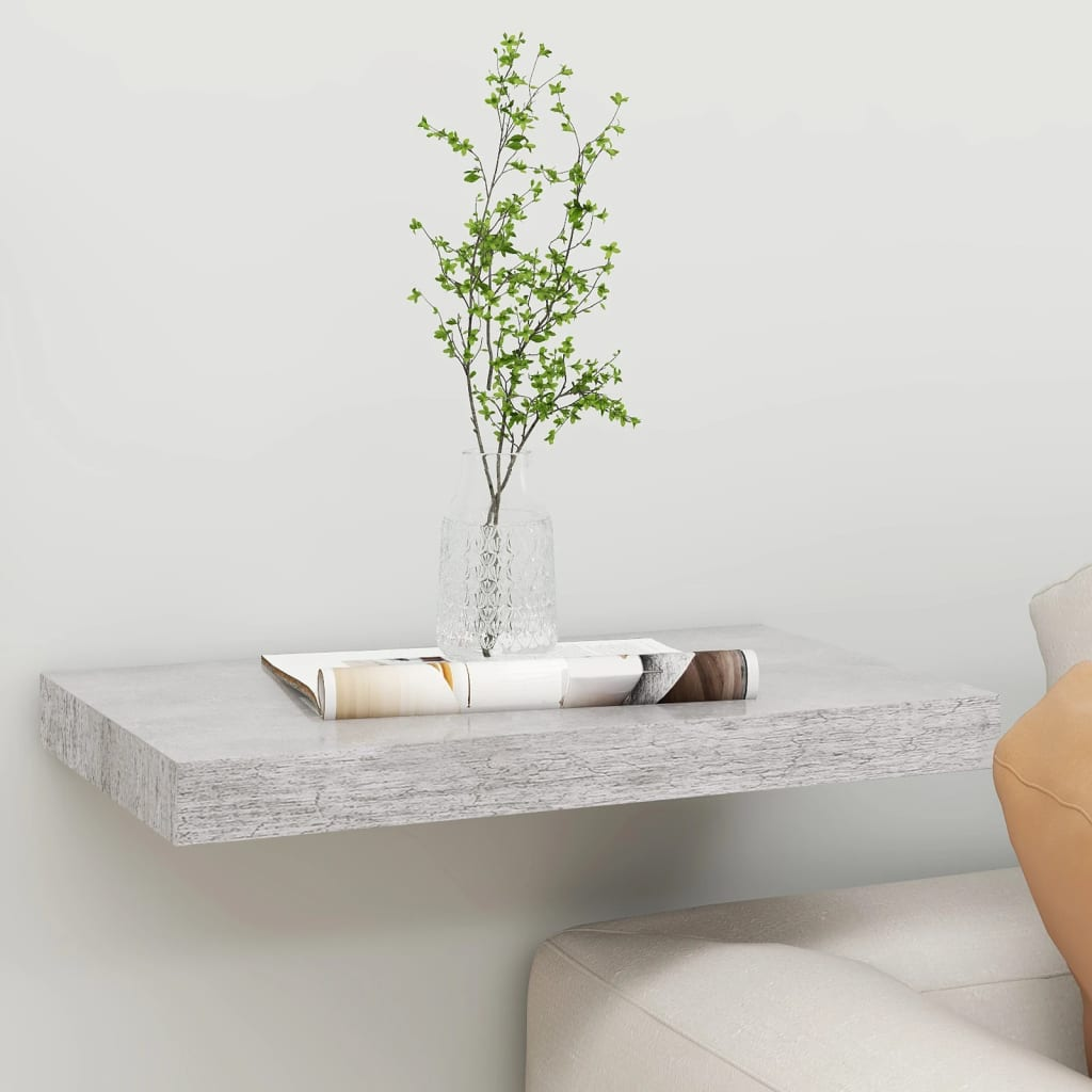 Boho Aesthetic vidaXL Floating Wall Shelf Concrete Gray 19.7"x9.1"x1.5" MDF | Biophilic Design Airbnb Decor Furniture 