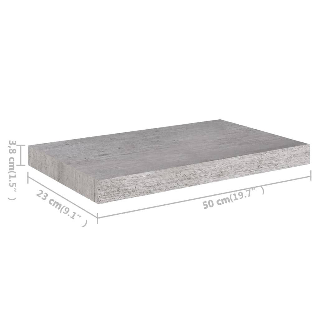 Boho Aesthetic vidaXL Floating Wall Shelf Concrete Gray 19.7"x9.1"x1.5" MDF | Biophilic Design Airbnb Decor Furniture 