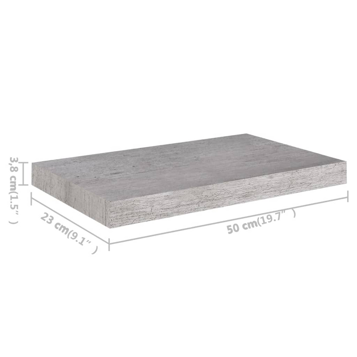 Boho Aesthetic vidaXL Floating Wall Shelf Concrete Gray 19.7"x9.1"x1.5" MDF | Biophilic Design Airbnb Decor Furniture 