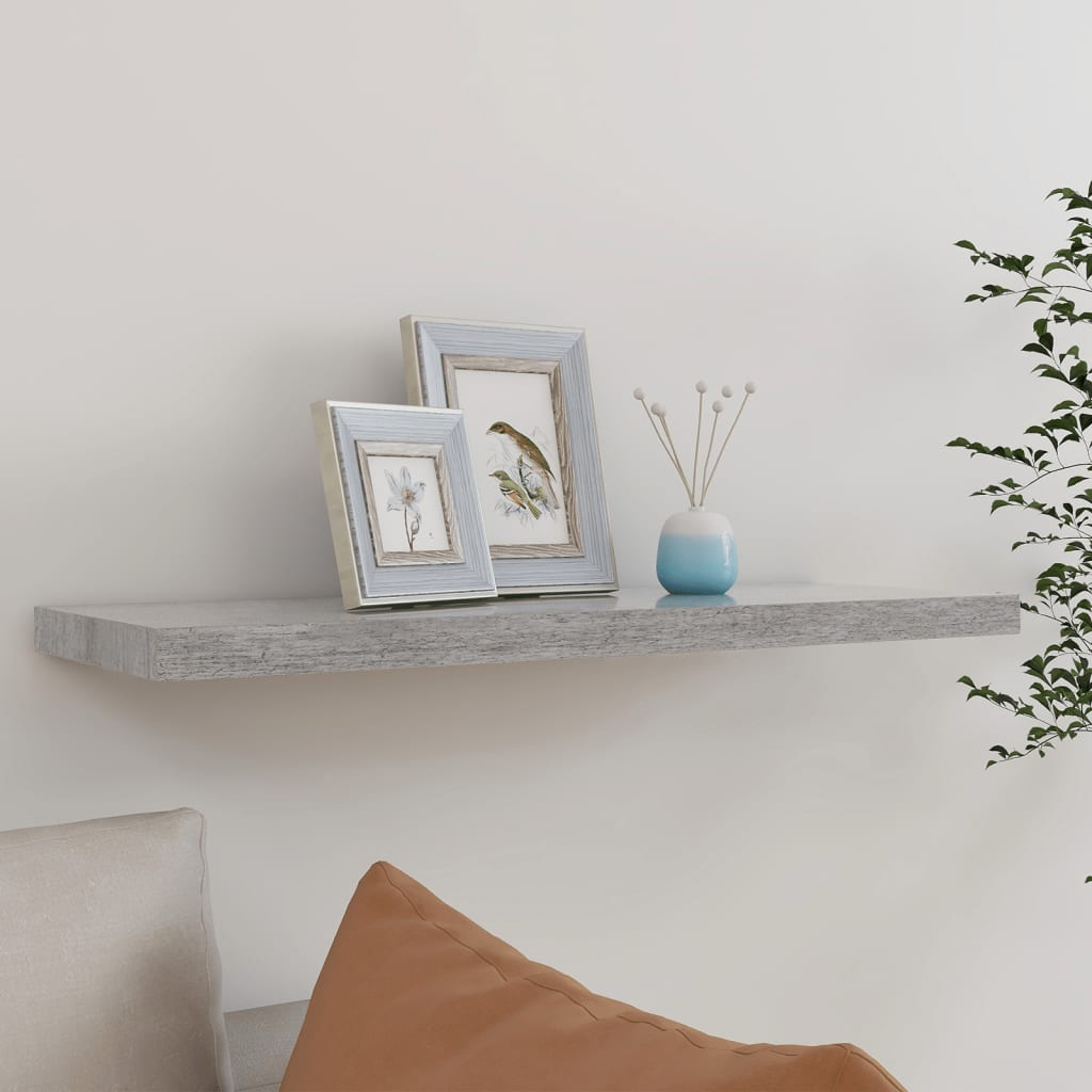 Boho Aesthetic vidaXL Floating Wall Shelf Concrete Gray 31.5"x9.3"x1.5" MDF | Biophilic Design Airbnb Decor Furniture 