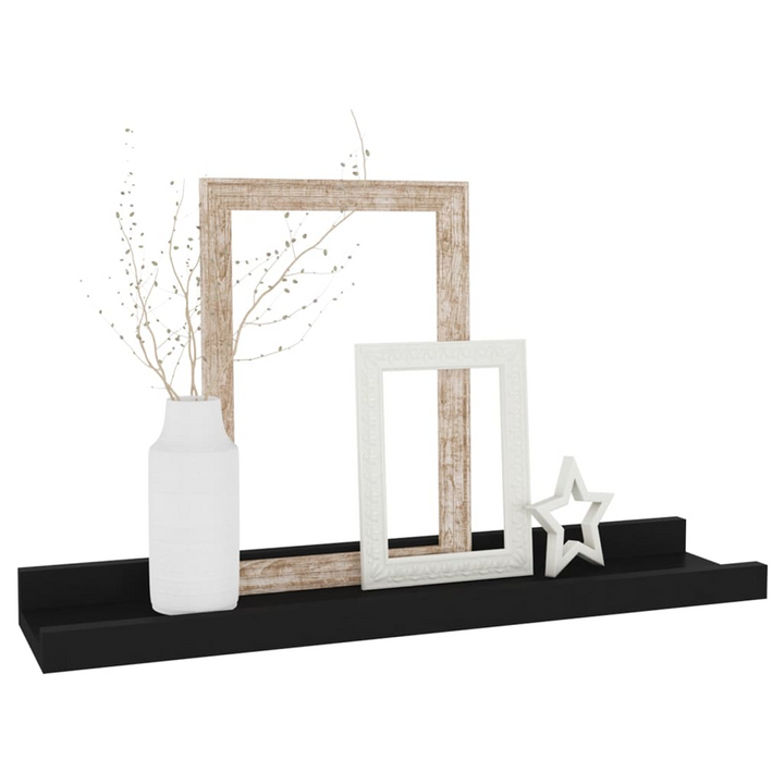 Boho Aesthetic vidaXL Wall Shelves 4 pcs Black 15.7"x3.5"x1.2" | Biophilic Design Airbnb Decor Furniture 