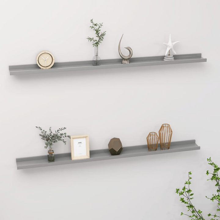 Boho Aesthetic vidaXL Wall Shelves 2 pcs Gray 45.3"x3.5"x1.2" | Biophilic Design Airbnb Decor Furniture 