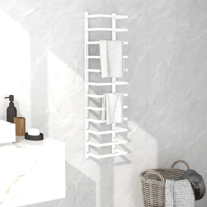 Boho Aesthetic vidaXL Towel Rack White 9.4"x4.7"x37.8" Steel | Biophilic Design Airbnb Decor Furniture 