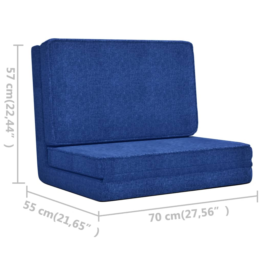 Boho Aesthetic Modern Lounge Folding Floor Chair Blue Fabric | Biophilic Design Airbnb Decor Furniture 