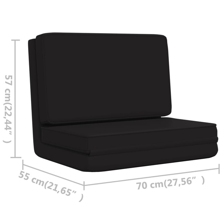 Boho Aesthetic Folding Lounge Floor Chair Black Faux Leather | Biophilic Design Airbnb Decor Furniture 