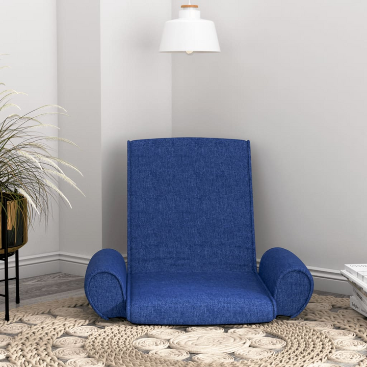 Boho Aesthetic Modern Lounge Folding Floor Chair Blue Fabric | Biophilic Design Airbnb Decor Furniture 