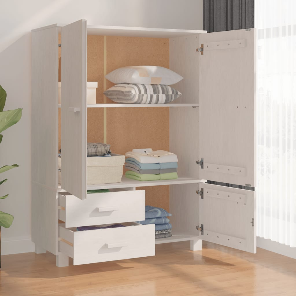 Boho Aesthetic Wardrobe HAMAR White 39"x17.7"x53.9" Solid Wood Pine | Biophilic Design Airbnb Decor Furniture 