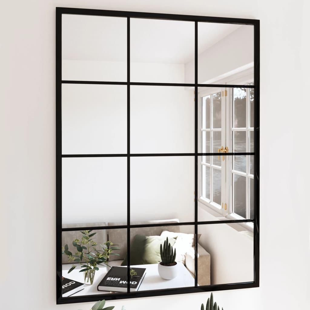 Boho Aesthetic Le Caen | Metal Black Grid Wall Mirror 31.5"x23.6" | Biophilic Design Airbnb Decor Furniture 