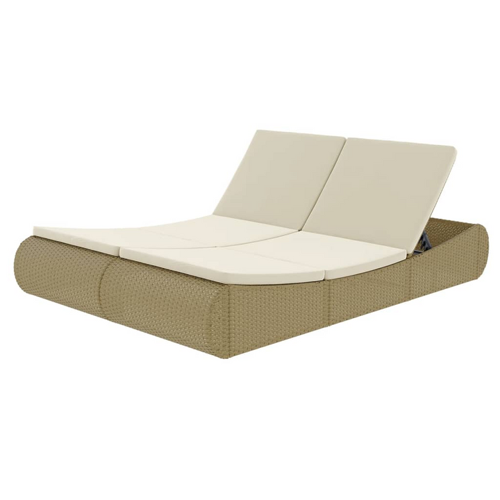 Boho Aesthetic vidaXL Patio Lounge Bed Poly Rattan Beige | Biophilic Design Airbnb Decor Furniture 