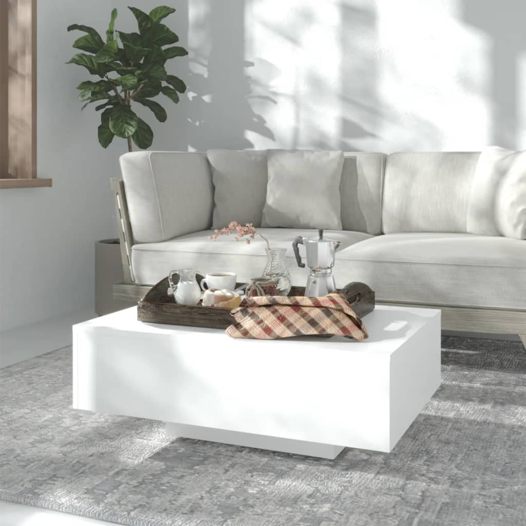Boho Aesthetic The Lille | White Wood Coffee Table | Biophilic Design Airbnb Decor Furniture 