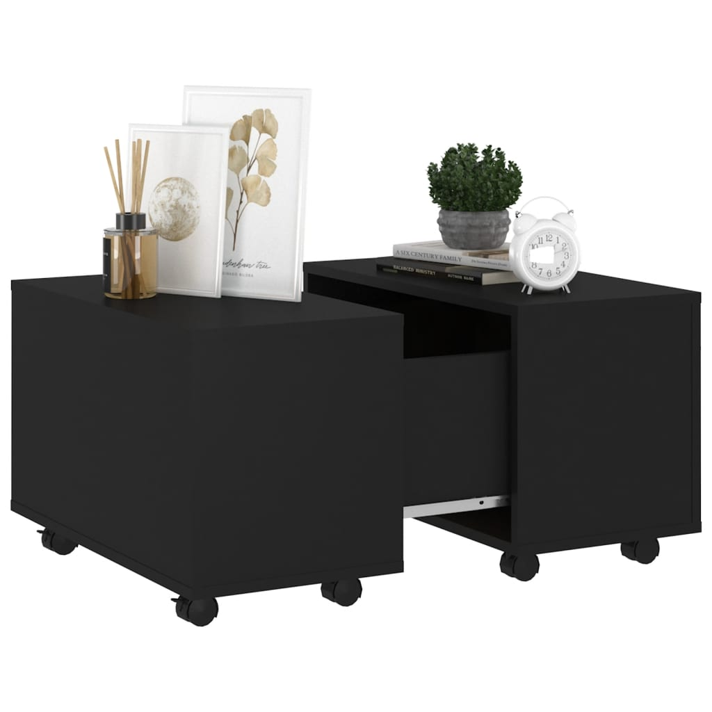 Boho Aesthetic vidaXL Coffee Table Black 23.6"x23.6"x15" Engineered Wood | Biophilic Design Airbnb Decor Furniture 