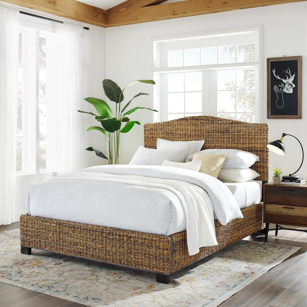 Boho Aesthetic Modern Boho Textured Queen Bed | Biophilic Design Airbnb Decor Furniture 