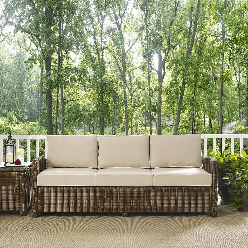 Boho Aesthetic Bradenton Outdoor Wicker Sofa Sand/Weathered Brown | Biophilic Design Airbnb Decor Furniture 