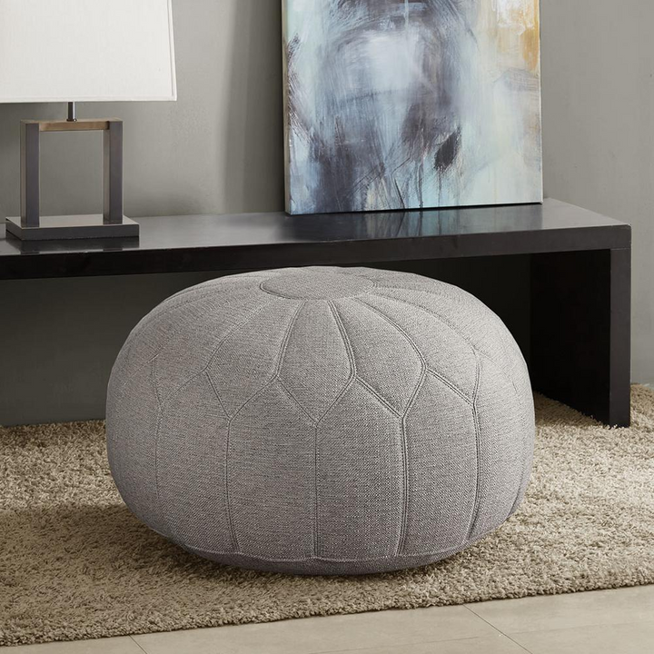 Boho Aesthetic Verona Round Luxury Pouf Ottoman | Biophilic Design Airbnb Decor Furniture 