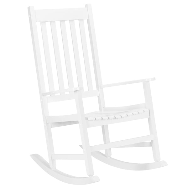 Buy farmhouse furniture Savannah White Wood Rocking Chair | Classic Farmhouse Porch &amp; Patio Rocker - Modern Cottage Farmhouse Furniture