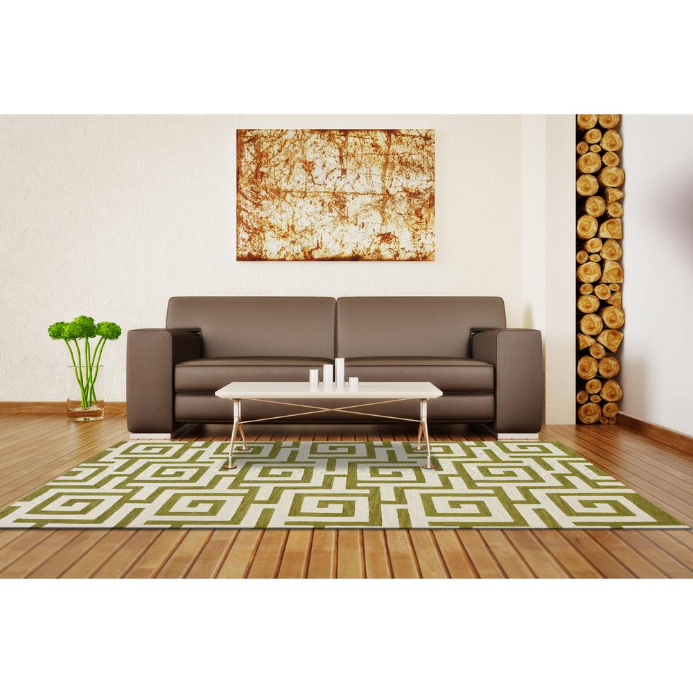 Boho Aesthetic Optics 30 Green 8'X10', Area Rug | Biophilic Design Airbnb Decor Furniture 