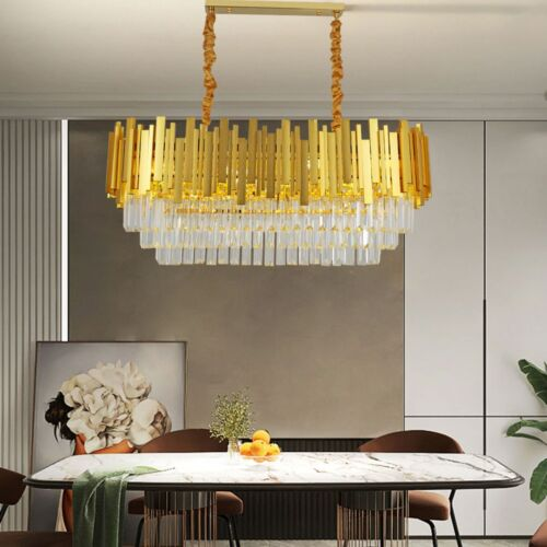 Boho Aesthetic Modern Large Crystal Ceiling Light Gold Pendant Chandelier Lamp for Living Room~4117 | Biophilic Design Airbnb Decor Furniture 