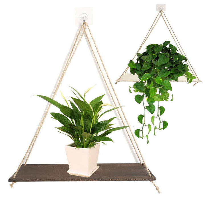 Boho Aesthetic Creative green plant display rack swing wall-mounted shelf | Biophilic Design Airbnb Decor Furniture 