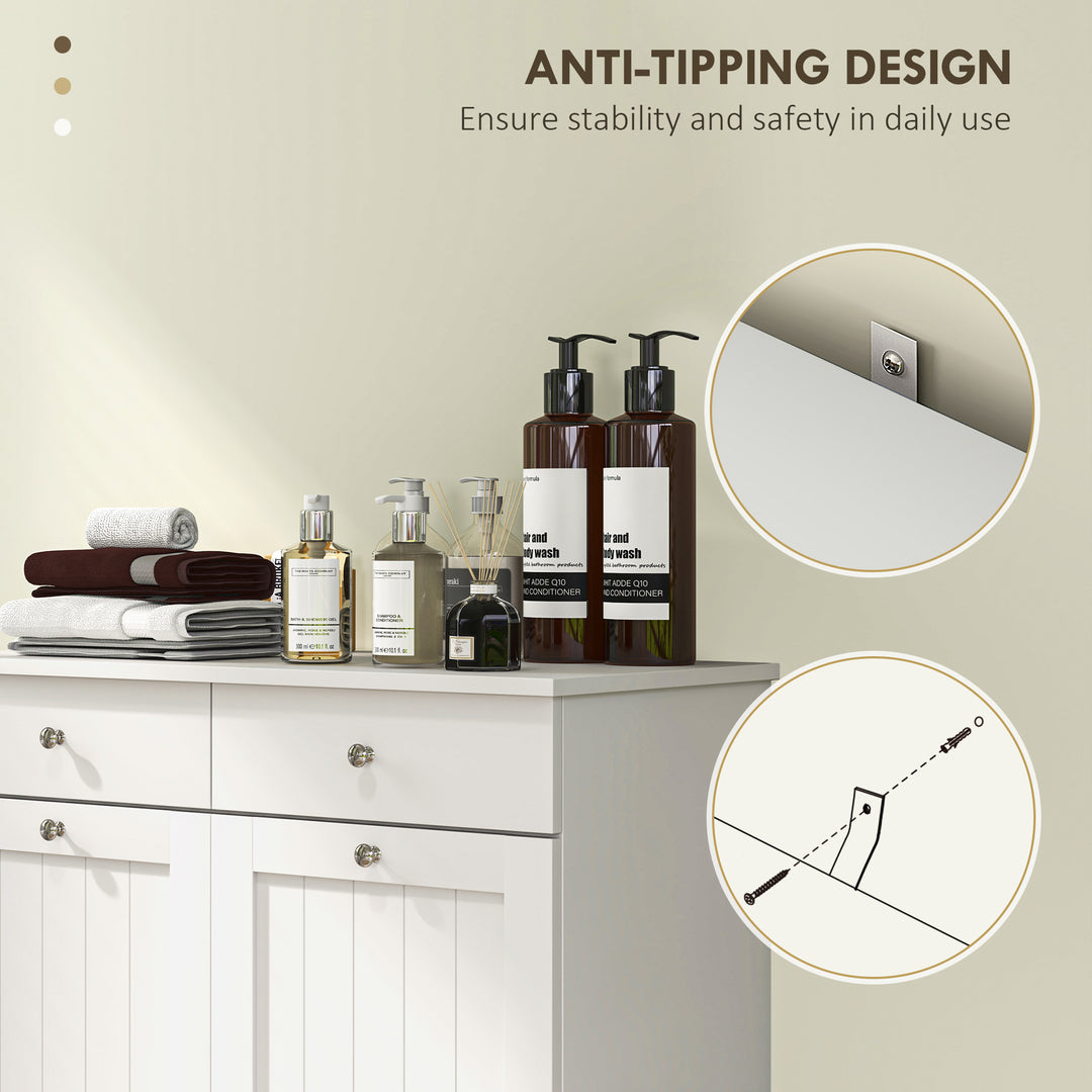 Buy farmhouse furniture Magnolia Ridge White Farmhouse Mediterranean Laundry Basket Hamper Cabinet - Modern Cottage Farmhouse Furniture