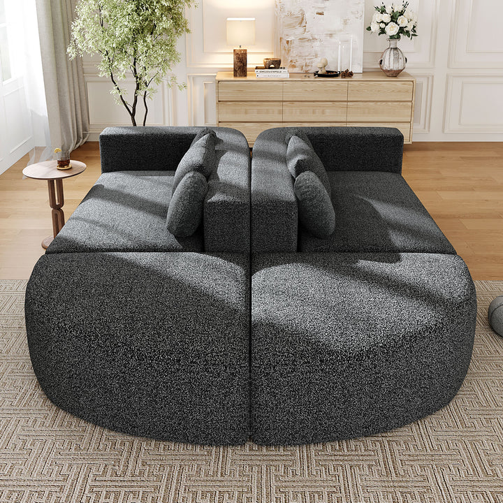 Charcoal Cottage • Black Modular Soft Farmhouse Compression Sofa Couch - Mediterranean Italian Contemporary Home Decor Furniture