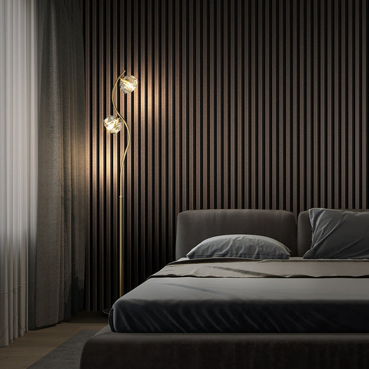 Boho Aesthetic Gold Luxurious Modern Scandinavian Side Floor Lamp | Biophilic Design Airbnb Decor Furniture 