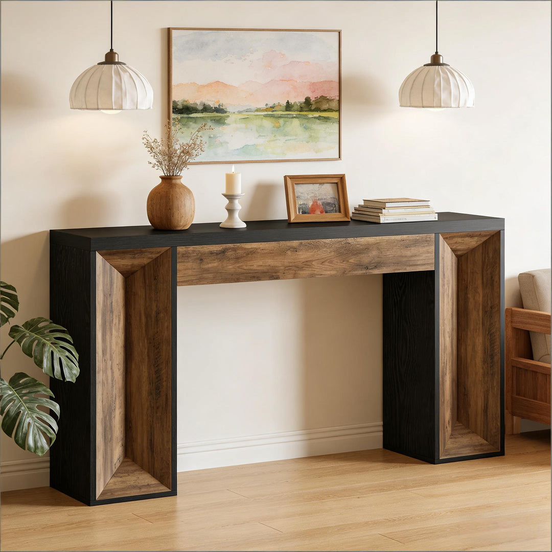 Buy farmhouse furniture Dual-Tone Black Brown Modern Cottage Farmhouse Foyer Entryway Table - Modern Cottage Farmhouse Furniture