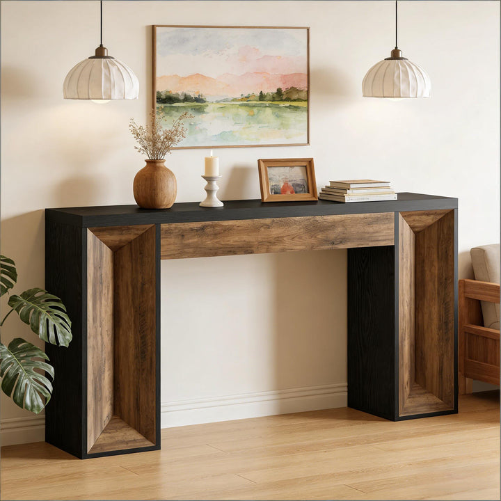 Buy farmhouse furniture Dual-Tone Black Brown Modern Cottage Farmhouse Foyer Entryway Table - Modern Cottage Farmhouse Furniture