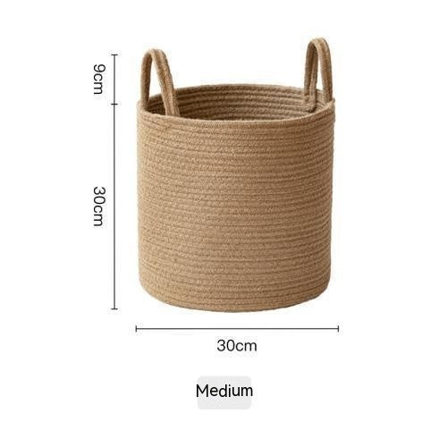 Torre Melissa | Large Jute Mediterranean Farmhouse Hand-woven Cotton Basket - Mediterranean Italian Contemporary Home Decor Furniture