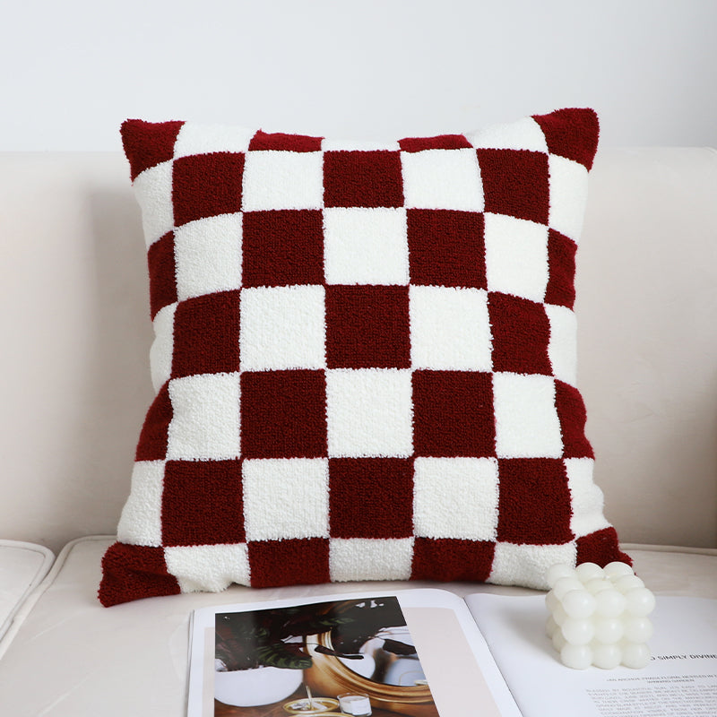 Boho Aesthetic Modern Minimalist Black And White Checkerboard Throw Pillow | Biophilic Design Airbnb Decor Furniture 