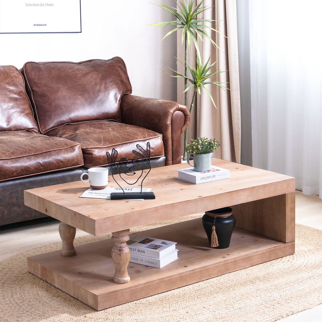 Buy farmhouse furniture Lily | Rustic Wood Farmhouse Coffee Table - Modern Cottage Farmhouse Furniture
