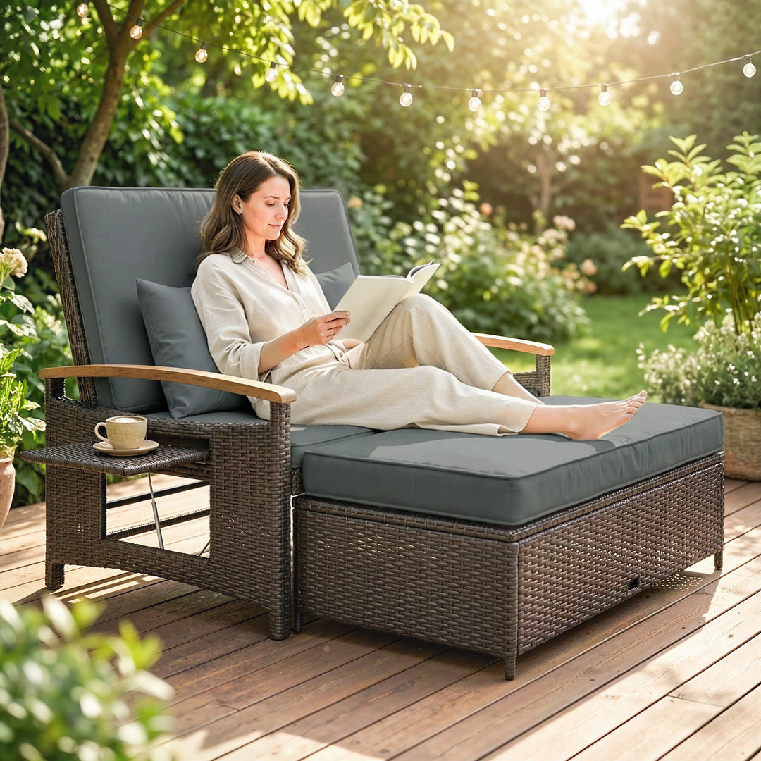 Buy farmhouse furniture Gray Rattan & Wood Armrest European Farmhouse Style Sofa Couch Sectional Daybed - Modern Cottage Farmhouse Furniture