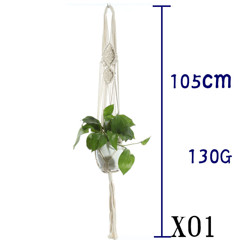 Boho Aesthetic Biophilic Flower & Plant Pot Cotton Rope Indoor Plant Hanger Hanging Basket | Biophilic Design Airbnb Decor Furniture 