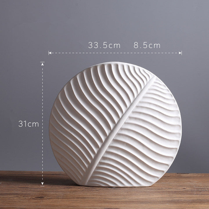 Boho Aesthetic Simple White Ceramic Vase Modern Handicraft Decoration | Biophilic Design Airbnb Decor Furniture 