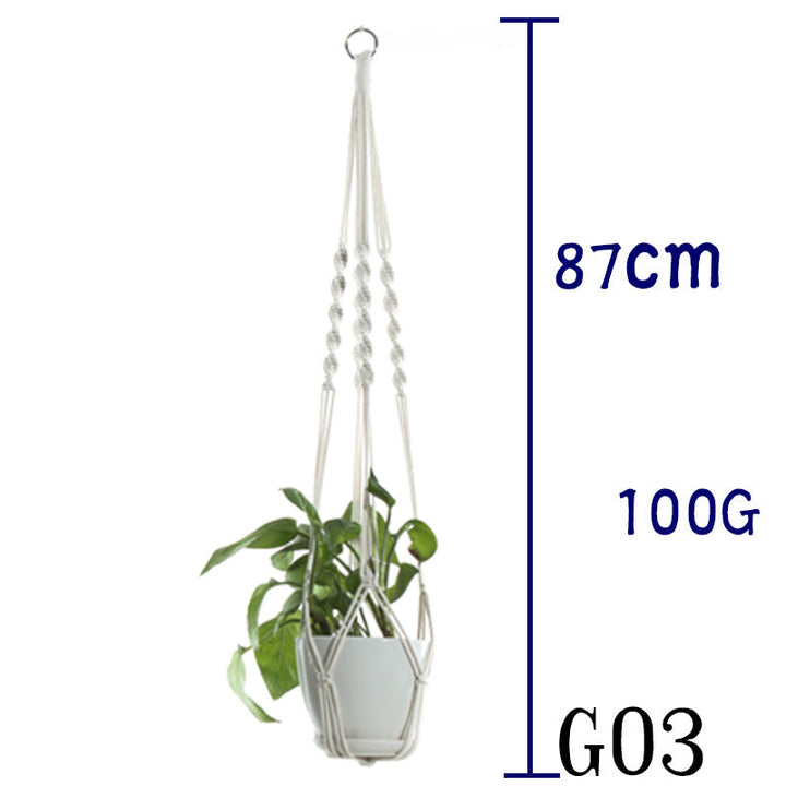 Boho Aesthetic Biophilic Flower & Plant Pot Cotton Rope Indoor Plant Hanger Hanging Basket | Biophilic Design Airbnb Decor Furniture 