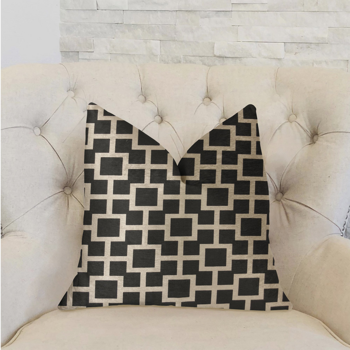 Boho Aesthetic Petunia Black and White Luxury Throw Pillow | Biophilic Design Airbnb Decor Furniture 