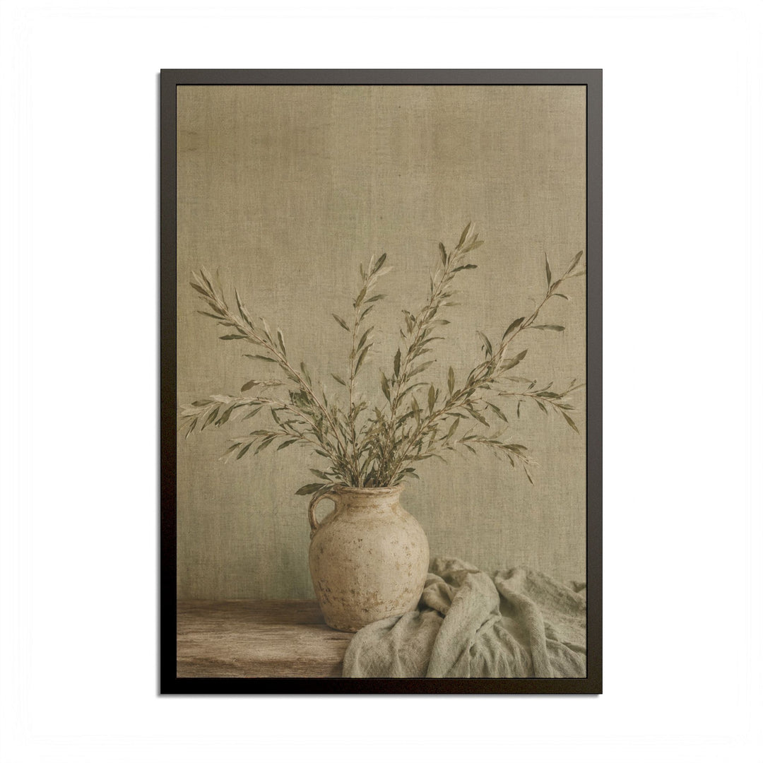 Botanical Farmhouse Vase Wall Art  — Framed Neutral Still Life Wall Art