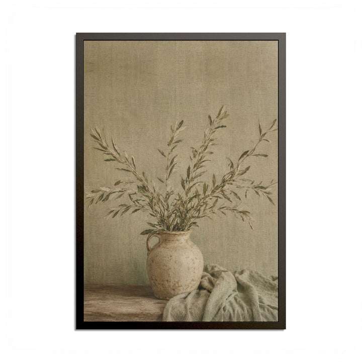 Botanical Farmhouse Vase Wall Art  — Framed Neutral Still Life Wall Art