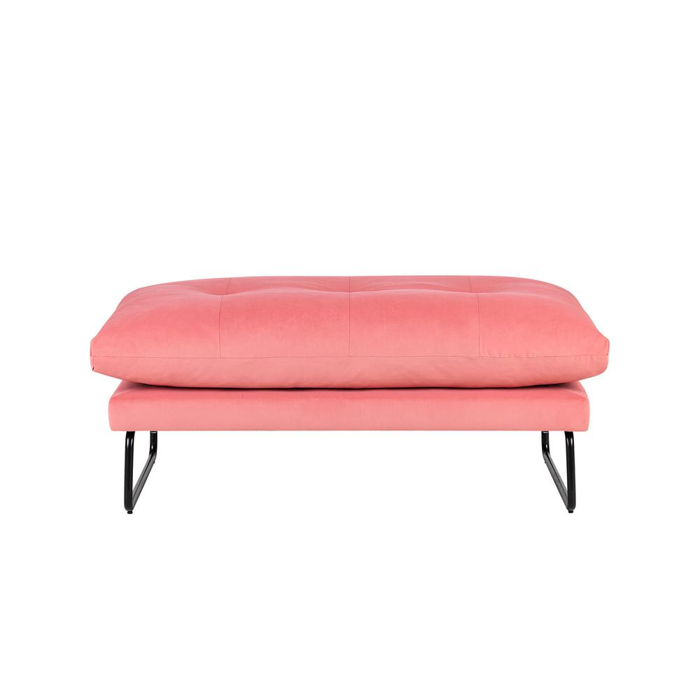 Boho Aesthetic Karla Pink Velvet Contemporary Ottoman | Biophilic Design Airbnb Decor Furniture 
