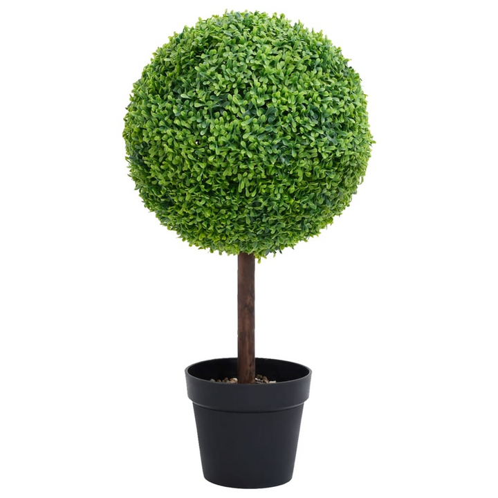 Boho Aesthetic Artificial Boxwood Plant with Pot Ball Shaped Green 19.7" | Biophilic Design Airbnb Decor Furniture 