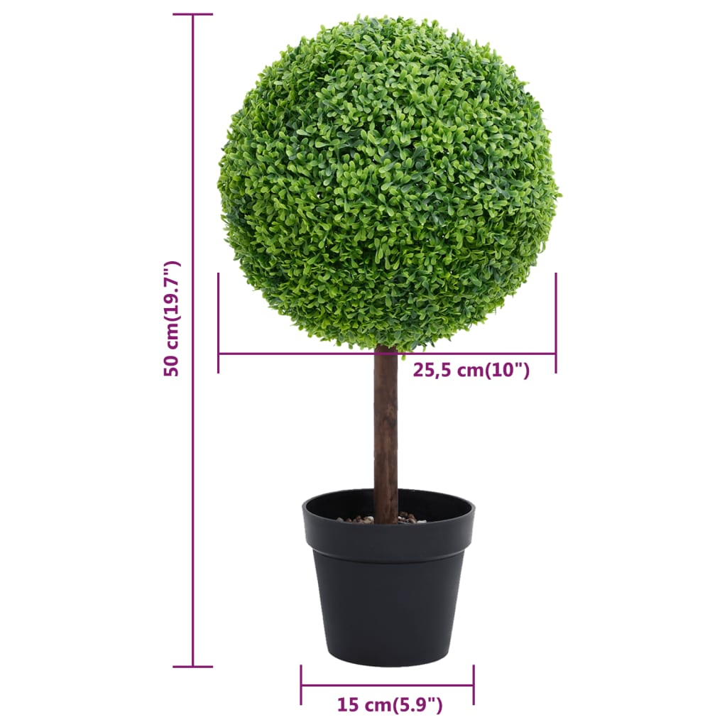 Boho Aesthetic Artificial Boxwood Plant with Pot Ball Shaped Green 19.7" | Biophilic Design Airbnb Decor Furniture 