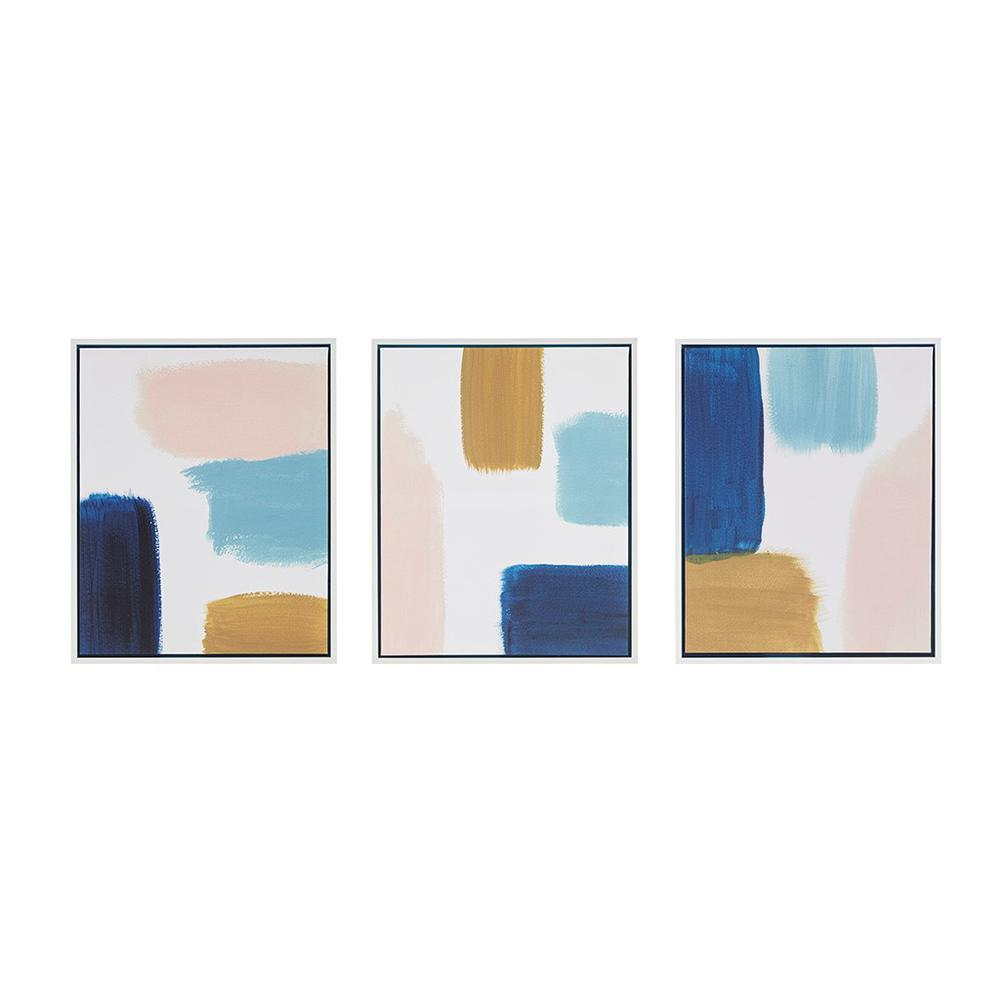 Boho Aesthetic Abstract Framed Canvas 3 Piece Set | Biophilic Design Airbnb Decor Furniture 