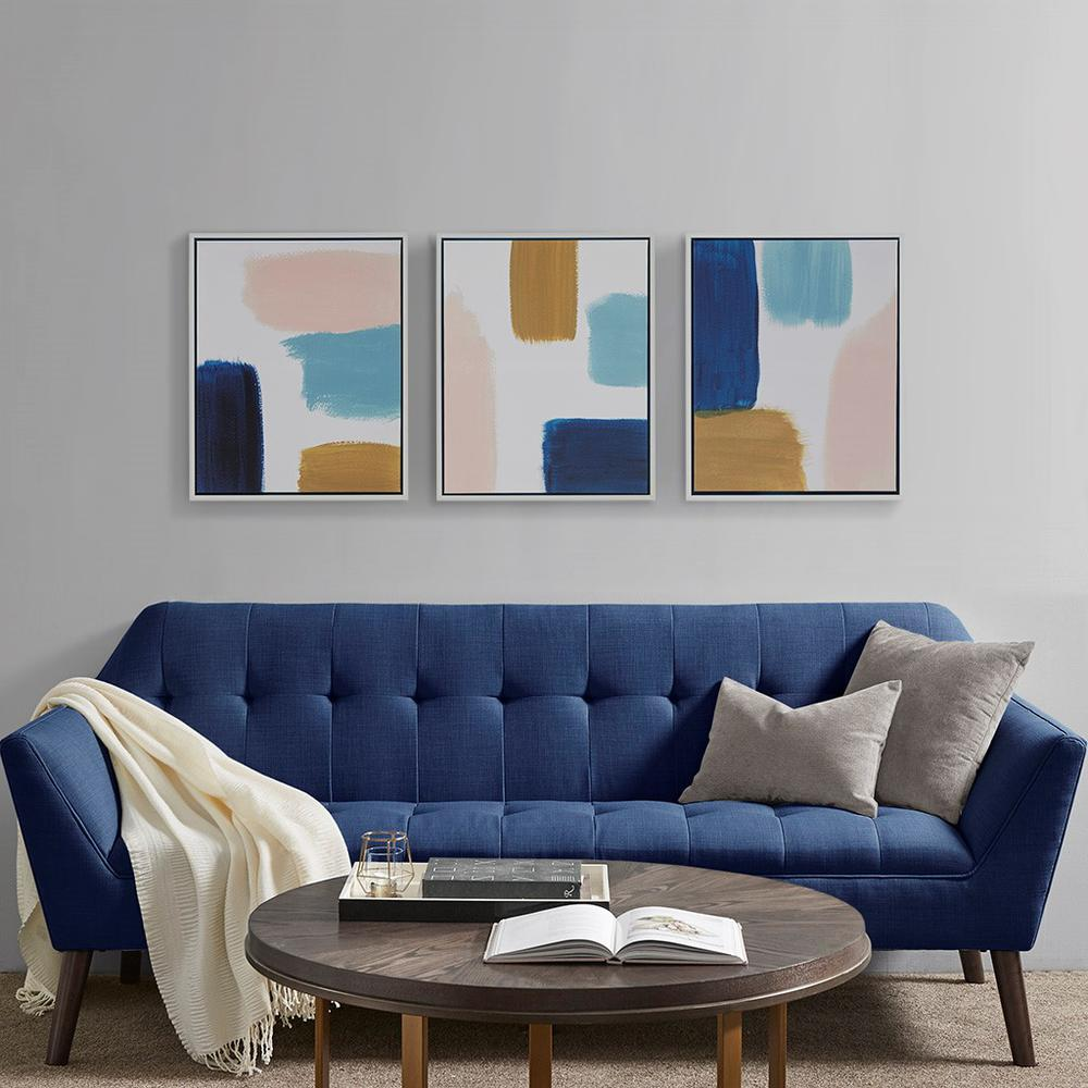 Boho Aesthetic Abstract Framed Canvas 3 Piece Set | Biophilic Design Airbnb Decor Furniture 