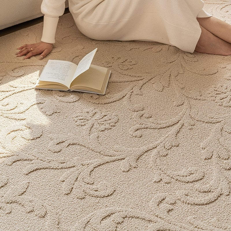 Buy farmhouse furniture Oak & Ember | Large Beige Modern Farmhouse Cottage Area Rug By Artisan Blooms - Modern Cottage Farmhouse Furniture